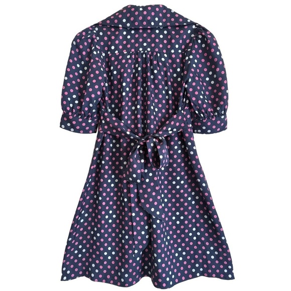 BSTSEY JOHNSON Vintage 100% Silk Retro Feminine Polka Dots Y2K Babydoll Dress 0 - Picture 7 of 10